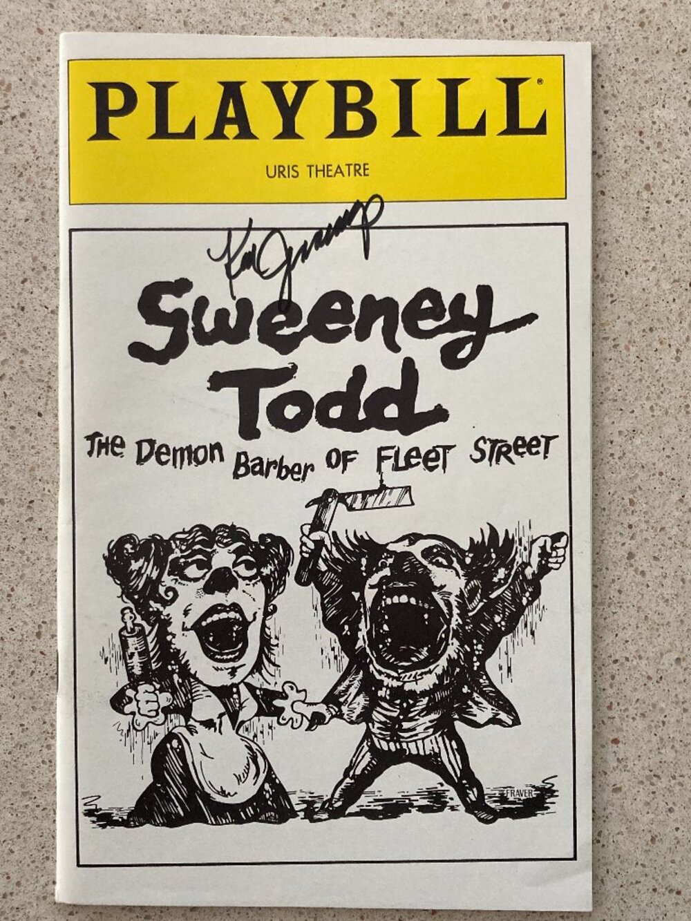 Ken Jennings Signed Playbill Sweeney Todd Angela Lansbury Len Cariou Sept 1979